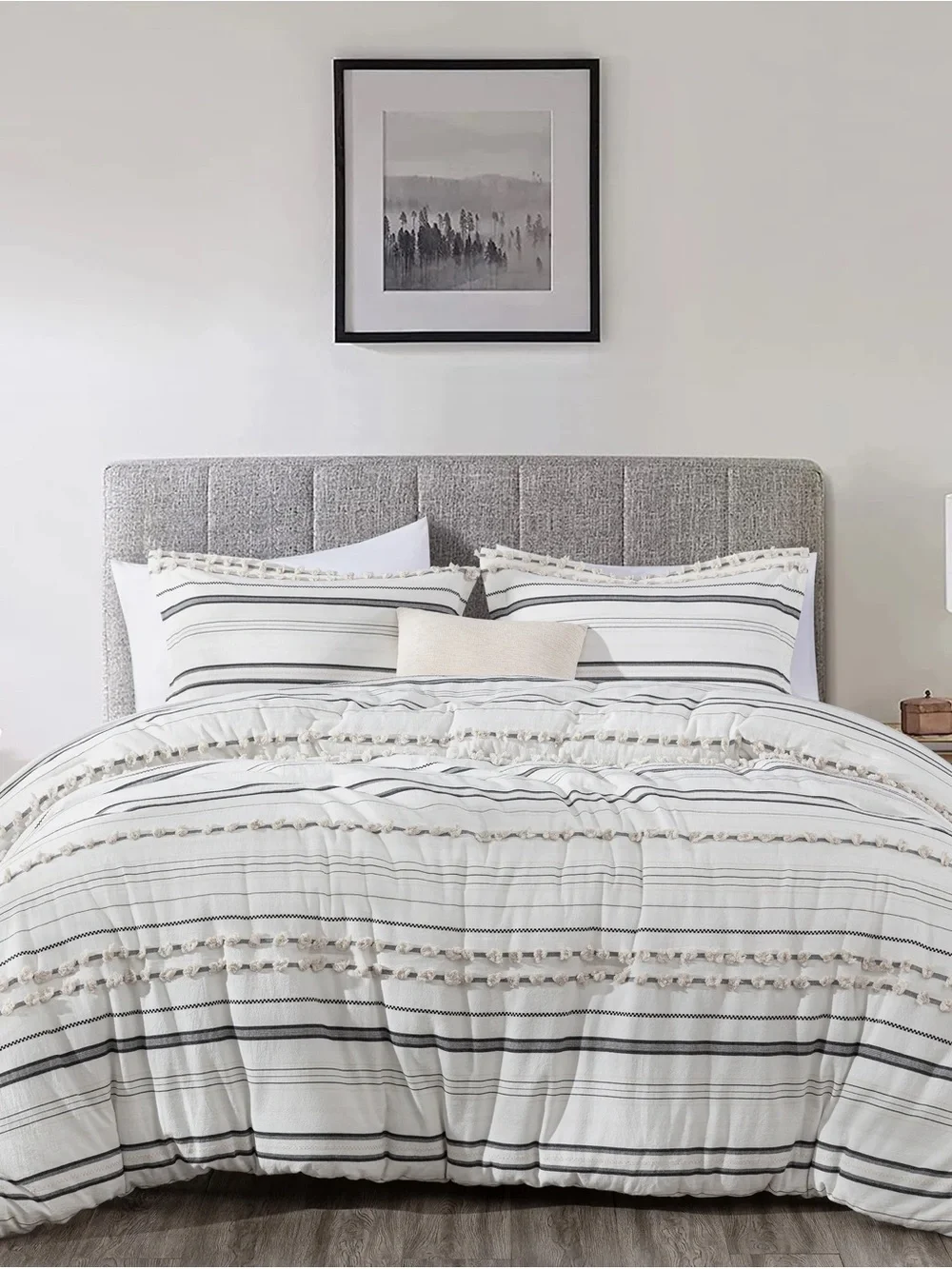 Striped Tassel Queen 3 piece duvet set 100% cotton